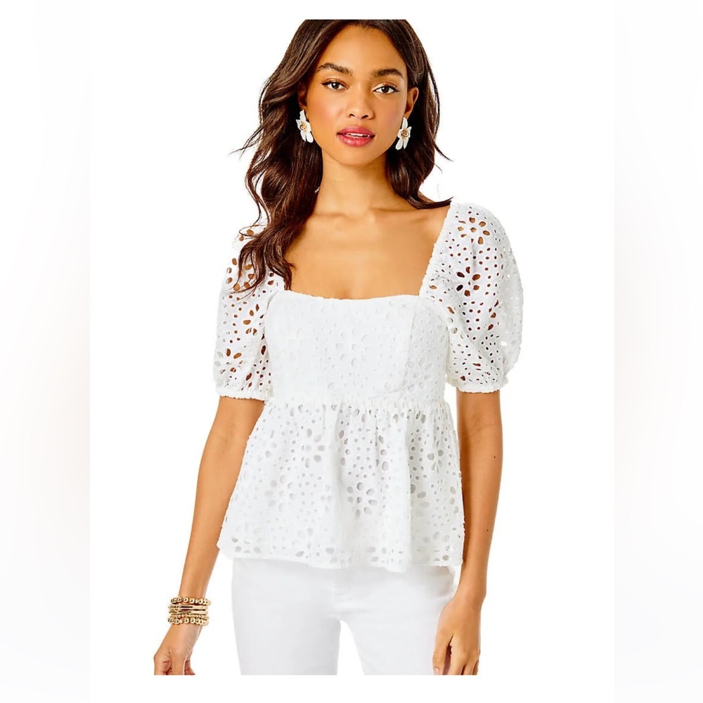 Lilly Pulitzer Kay short sleeve eyelet top